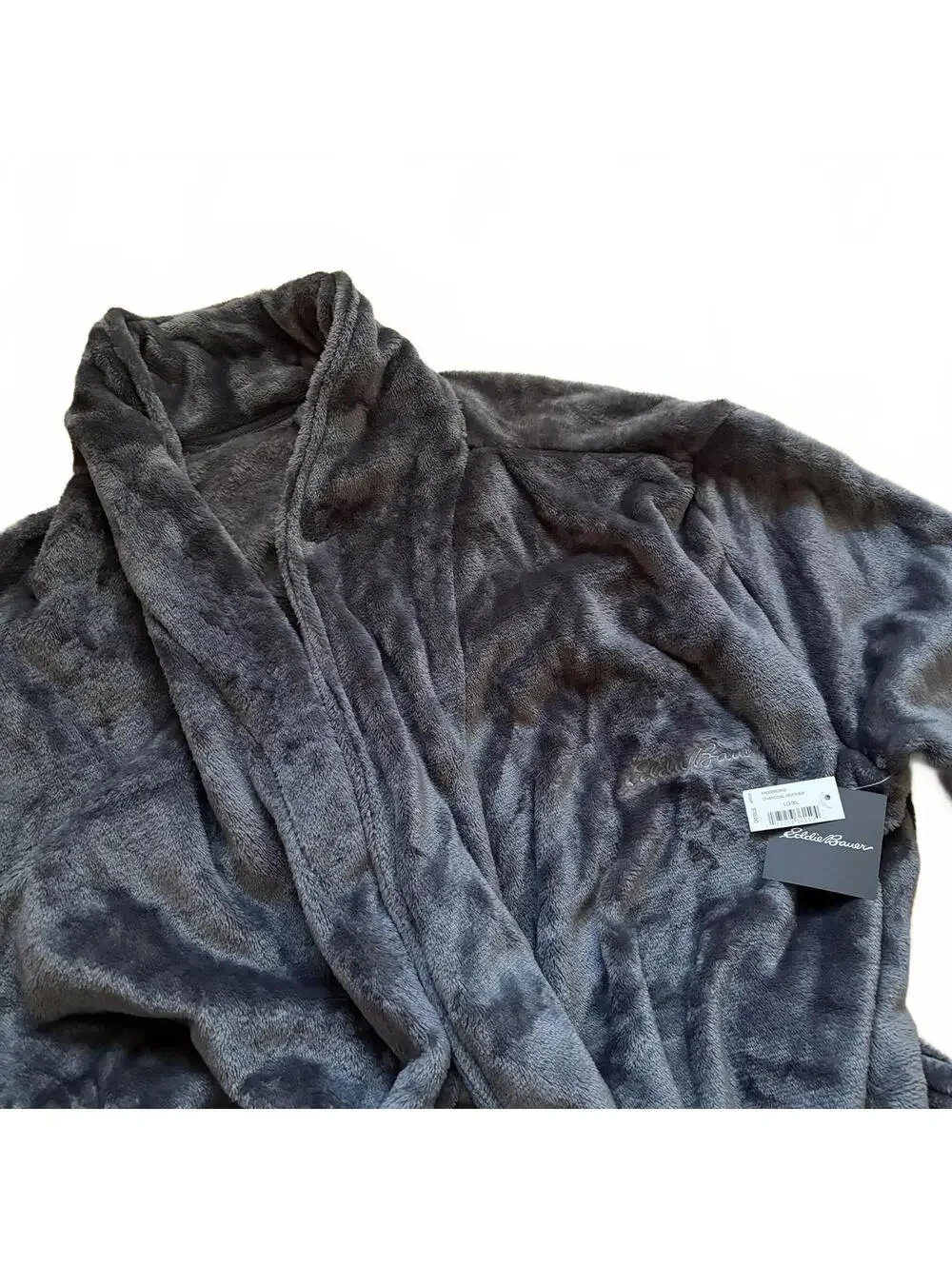 Eddie Bauer Lounge Plush Classic Robe Charcoal Heather Men's Size L/XL NWT